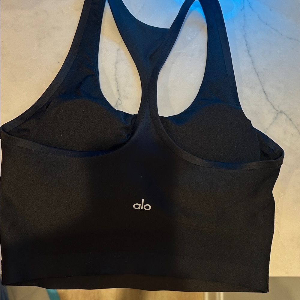 ALO black patted crop tank. Worn once
